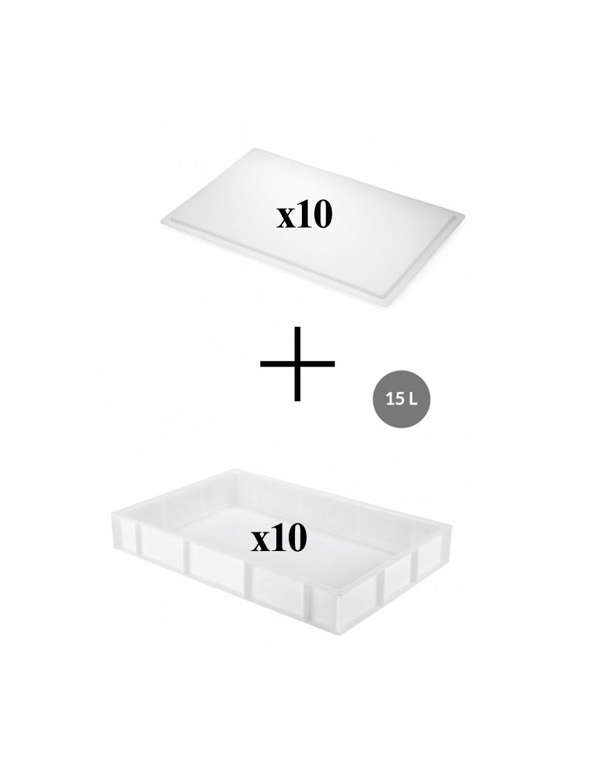Lot de 10 Bacs à pâtons 15 lt + couvercle