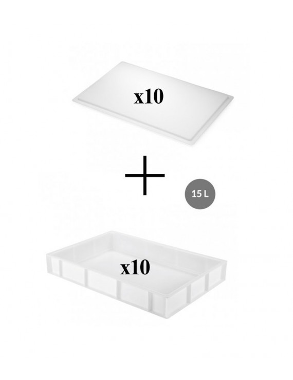Lot de 10 Bacs à pâtons 15 lt + couvercle