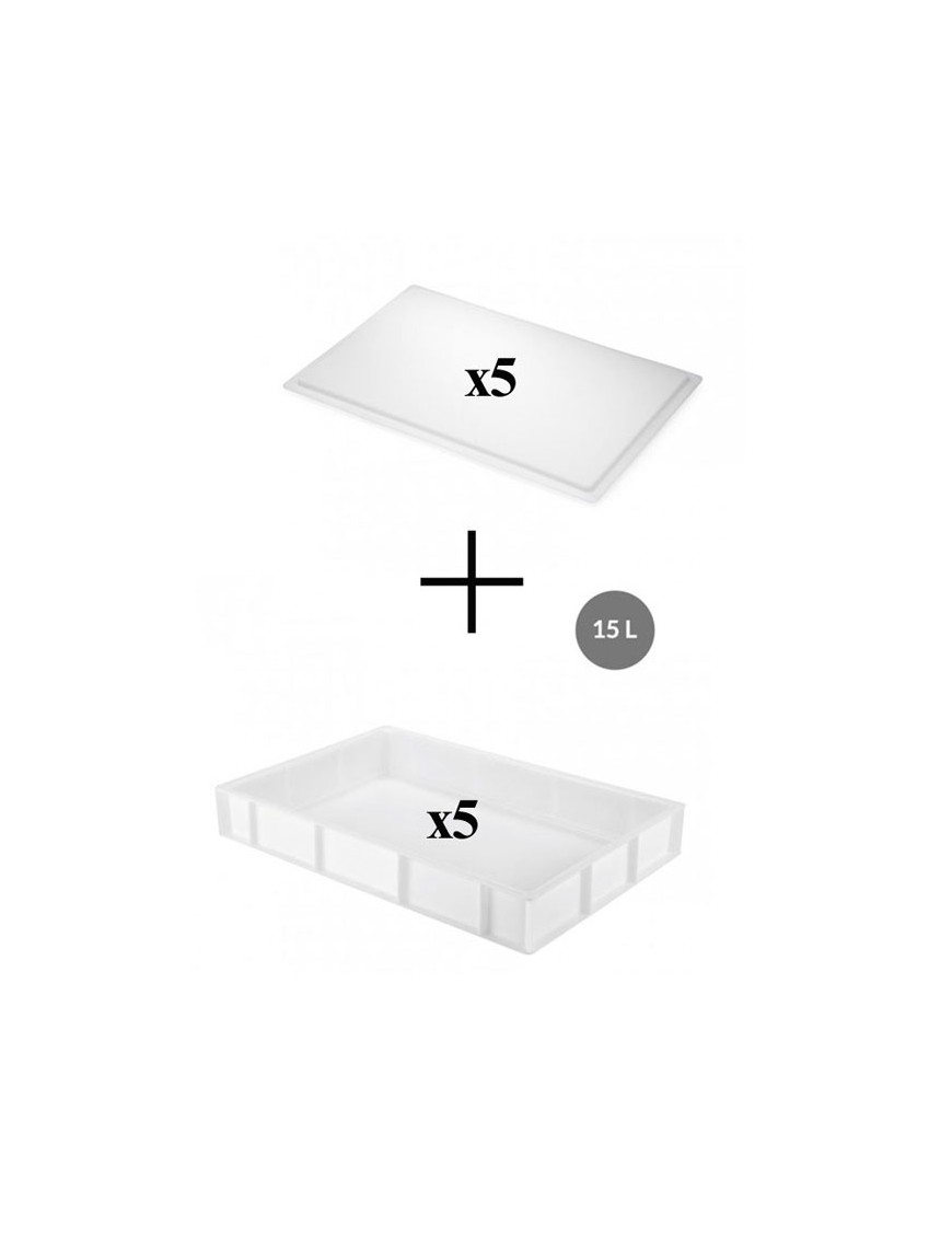 Lot de 5 Bacs à pâtons 15 lt + couvercle