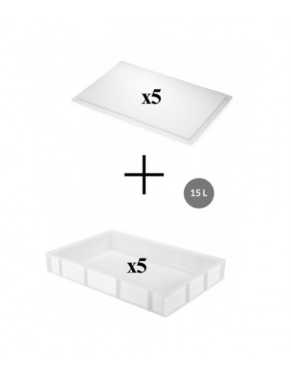 Lot de 5 Bacs à pâtons 15 lt + couvercle