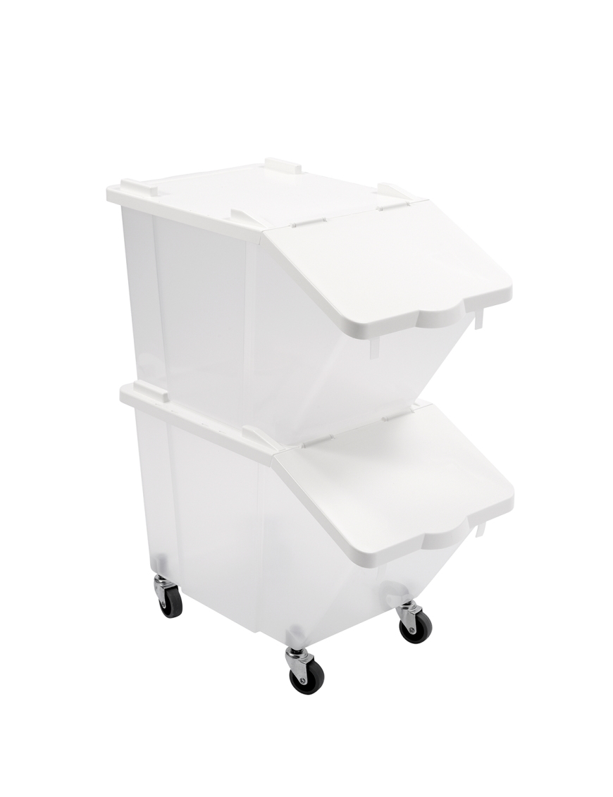 Bac à ingrédients 30 L + couvercle - 4 roues - lot de 2