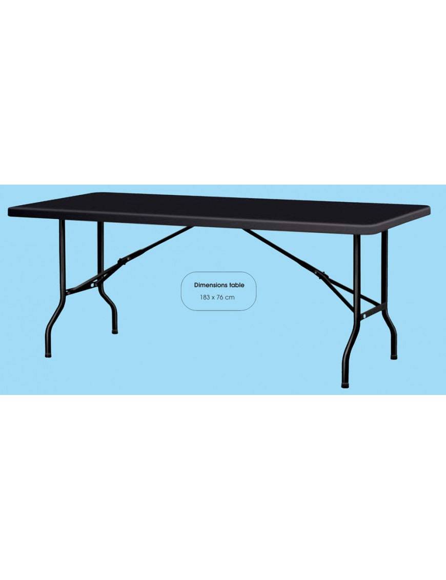 Table pliante 183 x 76 x 74cm Noire