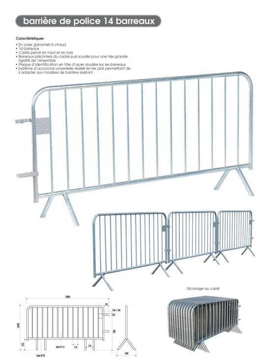 Barrière de police 18 Barreaux